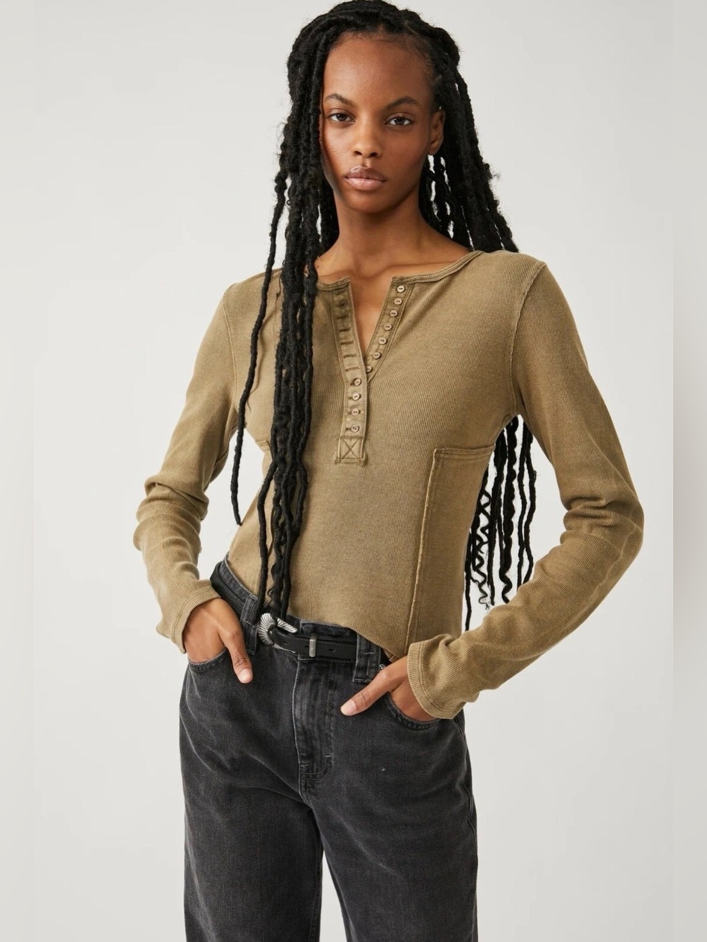 We The Free People mereea Henley thermal Top Size XS